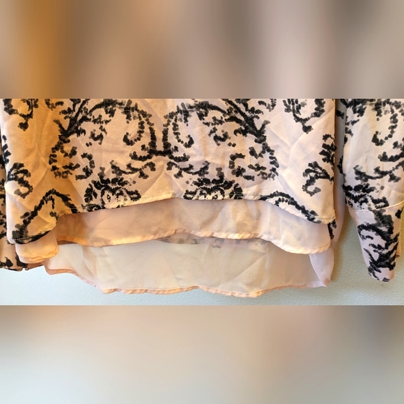 The Limited Scoop Neck Blouse With Sheer Underlay, Buttoned Long Sleeves. Size M - Picture 6 of 11